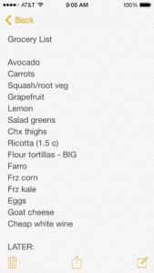 grocery list pic